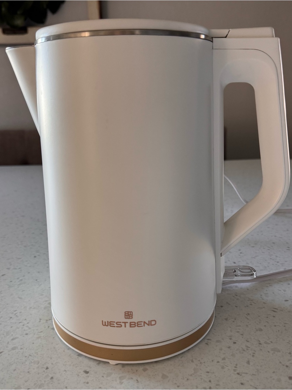 White Electric Kettle with Gold Accent- Used one time